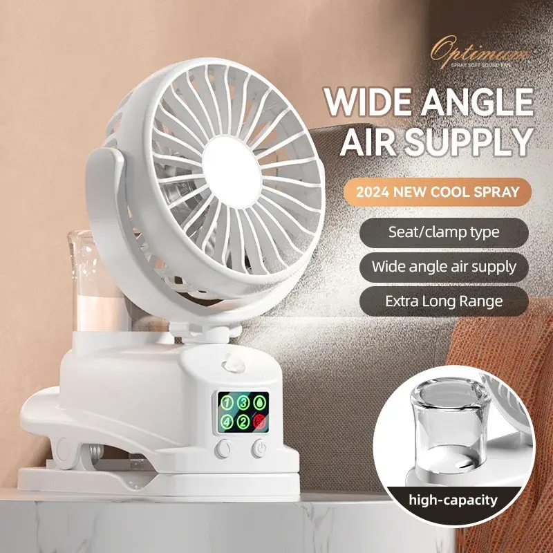 Refrigerating Clip Spray Fan Rechargeable Office Dormitory Outdoor Multi-Functional Desktop Clip Fan Moisturizing