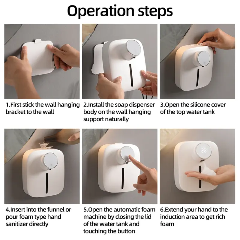 Hot Soap Dispenser Automatic Wall-mounted Rechargeable Temperature Display Liquid Foam Soap Dispensers Hand Sanitizer Machine