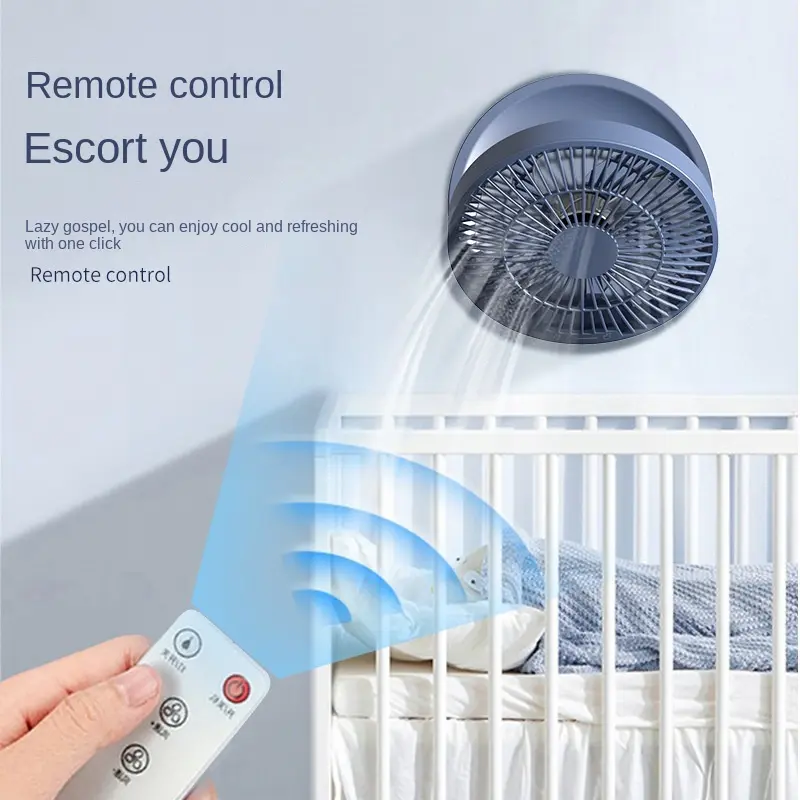 2023 New Fan With Remote Control Portable Wall-hanging Rechargeable Usb Electric Folding Fan Nightlight Air Cooler Household