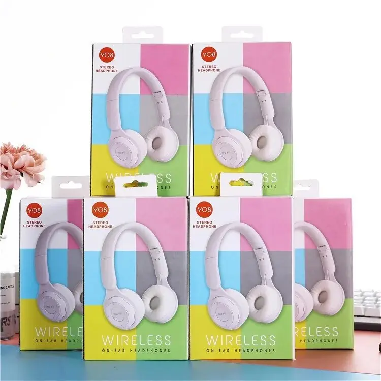 Y08 Headphone Bluetooth Headset Earphone Wireless Headphones Stereo Foldable Sport Gaming Macaron Headphones for Android IOS