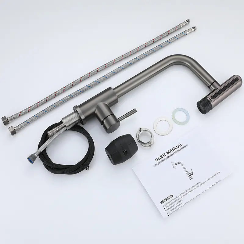 6 Mode Gray Kitchen Faucets Pull Out Rotation Waterfall Black Stream Sprayer Head Sink Mixer Brushed Nickle Water Tap Accessorie