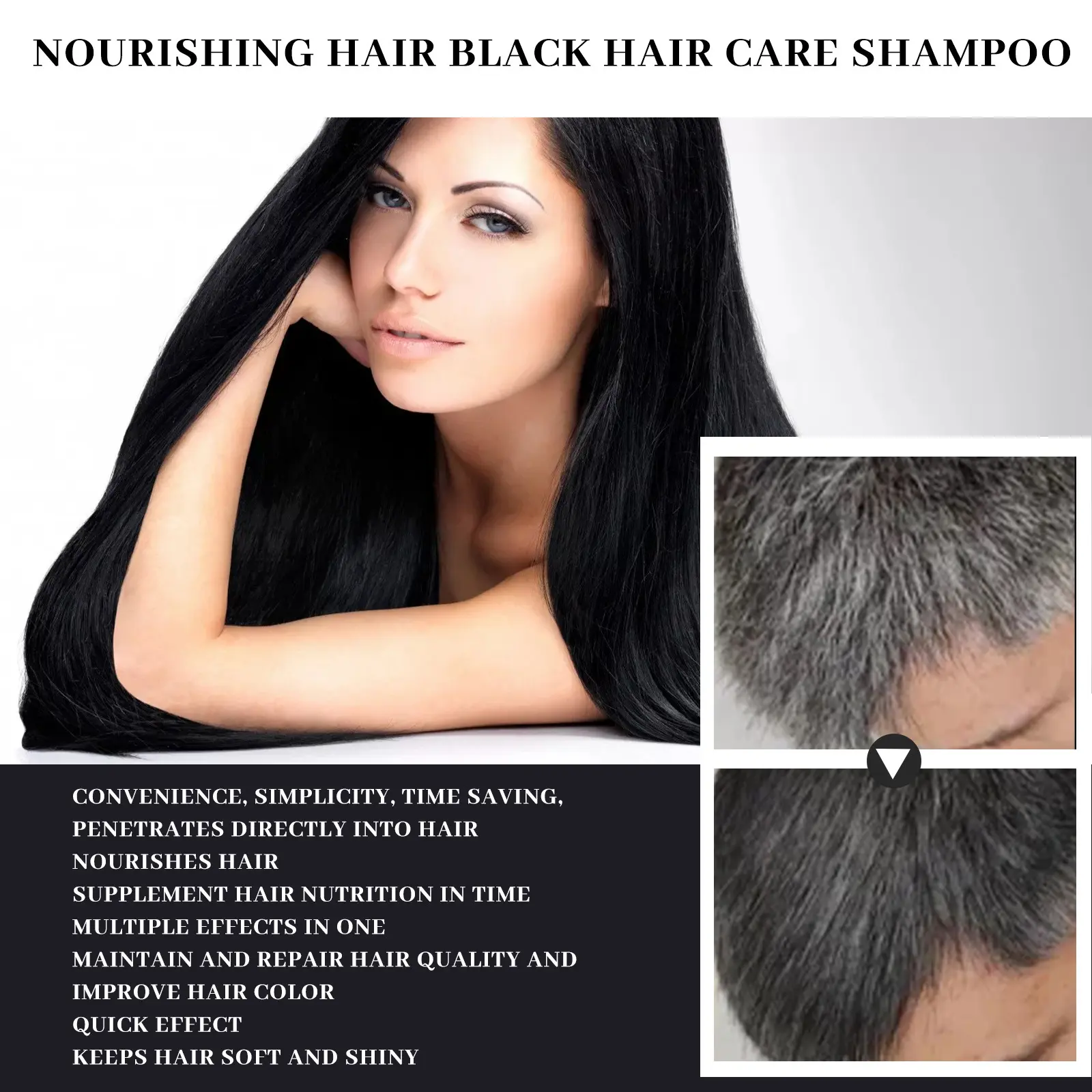 Hair Darkening Shampoo Repair Gray White Natural Color Dye Anti Scalp Itchy Care Dandruff Removal Polygonum Black Hair Shampoo