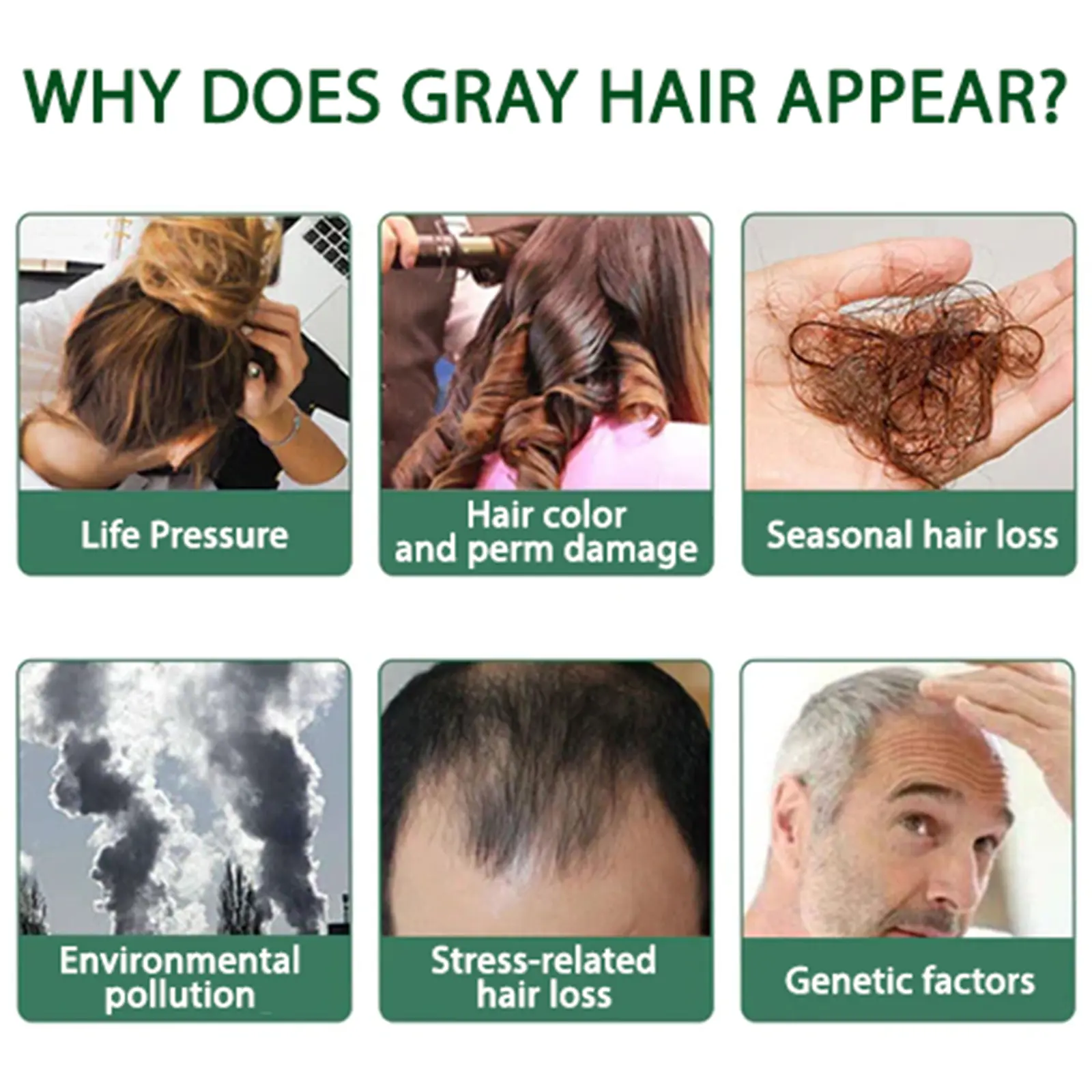 Gray White Hair Treatment Spray White To Black Natural Blackening Reduce Gray Hair Scalp Nourishing Repair Hair Darkening Spray