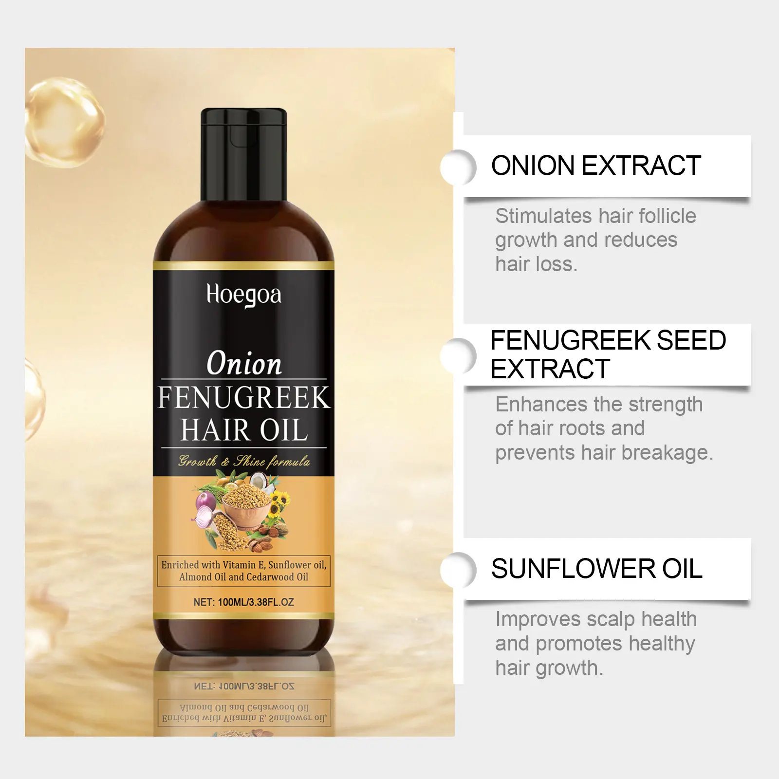 Hoegoa Red Onion Essential Oil Spray Extract Strong Firm And Moisturized Hair For Hair Care And Growth Prevent Hair Loss