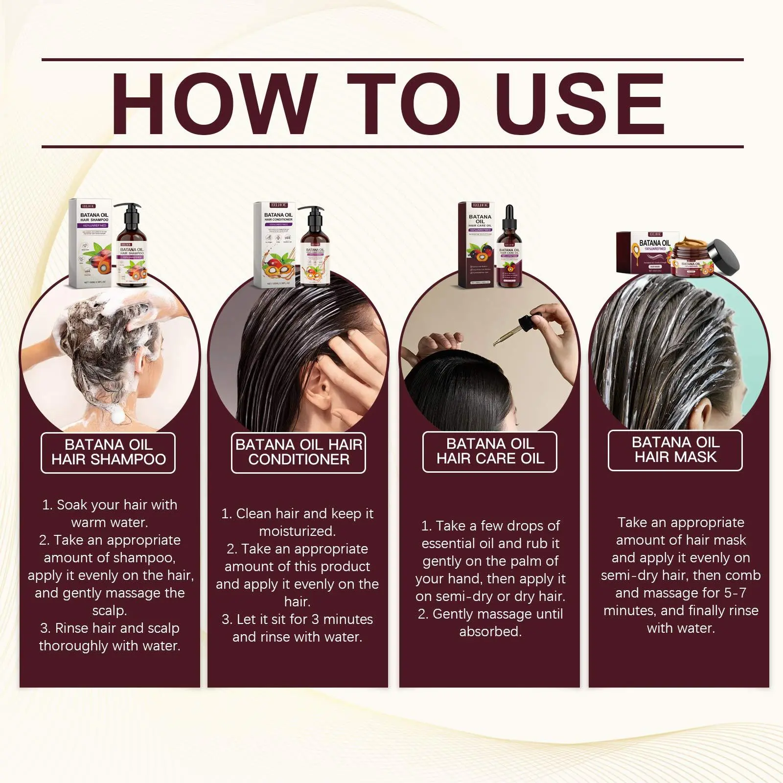 EELHOE Batana Oil Rich Hair Care Set Decoration Hair Conditioner Fury Nourishing Hair Smooth Hair Care