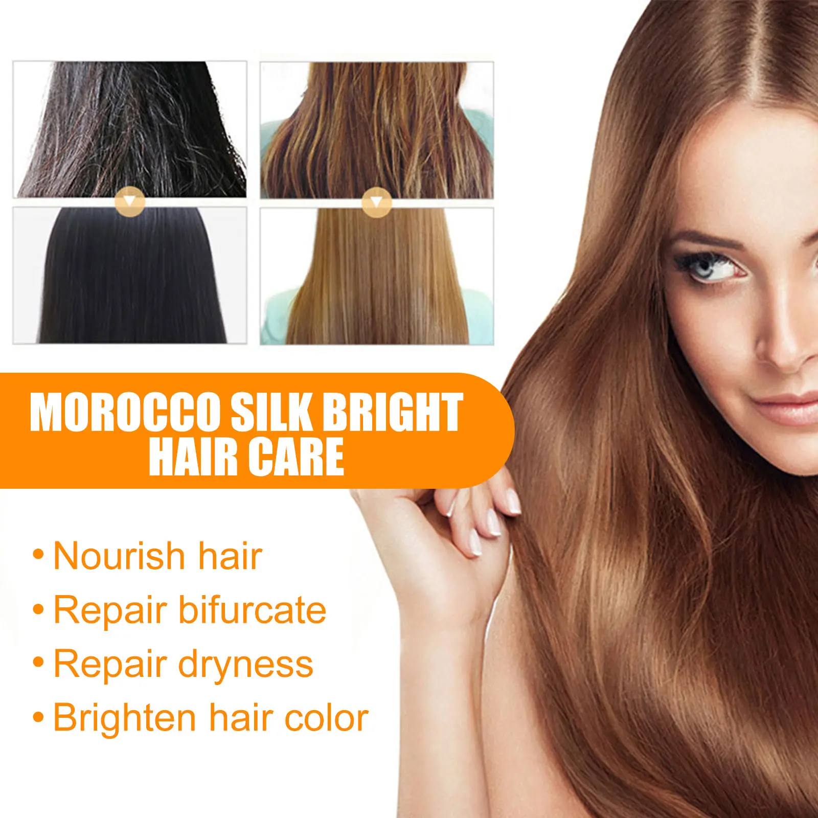 EELHOE 70ml Frizz Hair , Morocco Silk Bright Hair Care, frizz Hair , Hair Care Oil Reduce Dry Hair Anti-split end hair serum