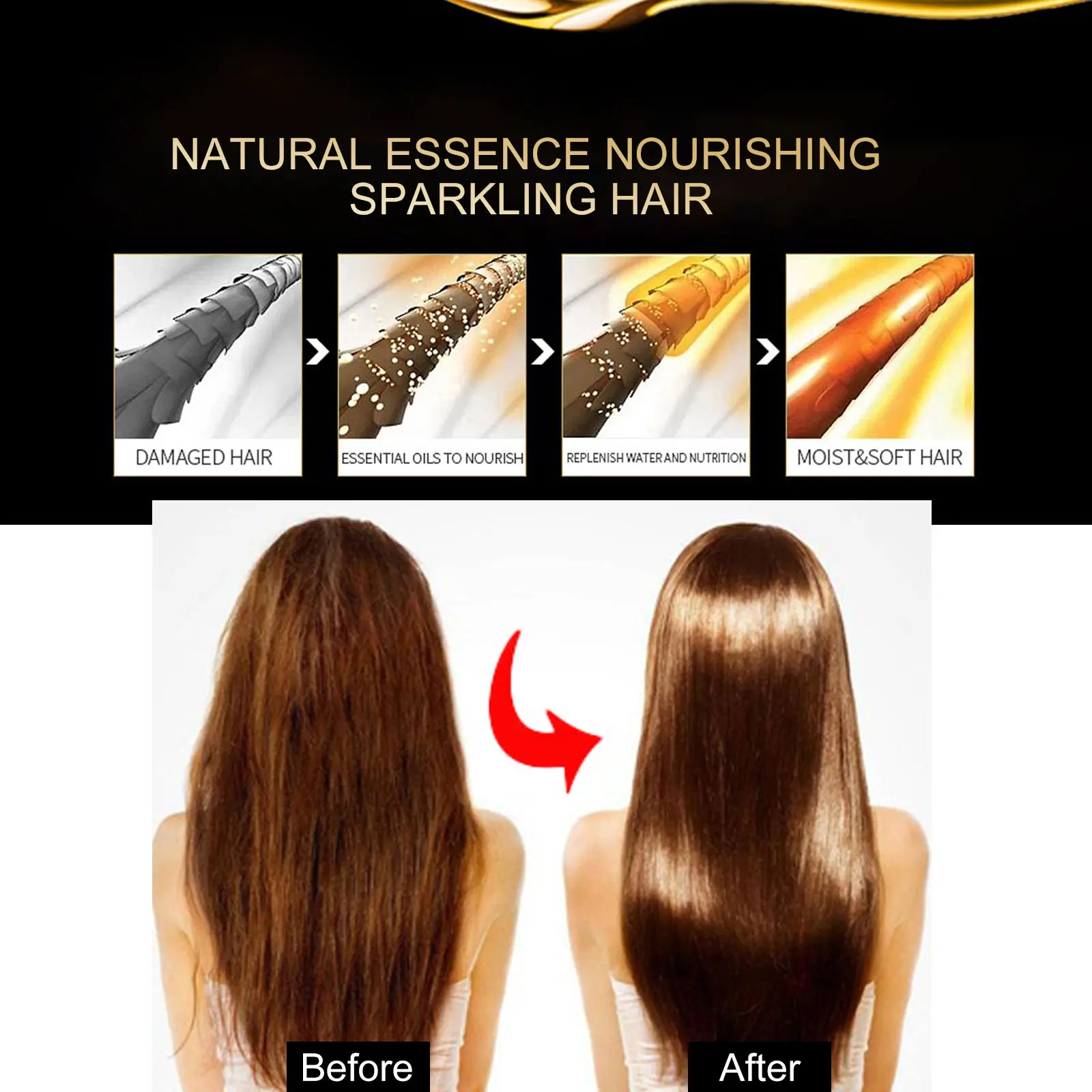 EELHOE 70ml Frizz Hair , Morocco Silk Bright Hair Care, frizz Hair , Hair Care Oil Reduce Dry Hair Anti-split end hair serum