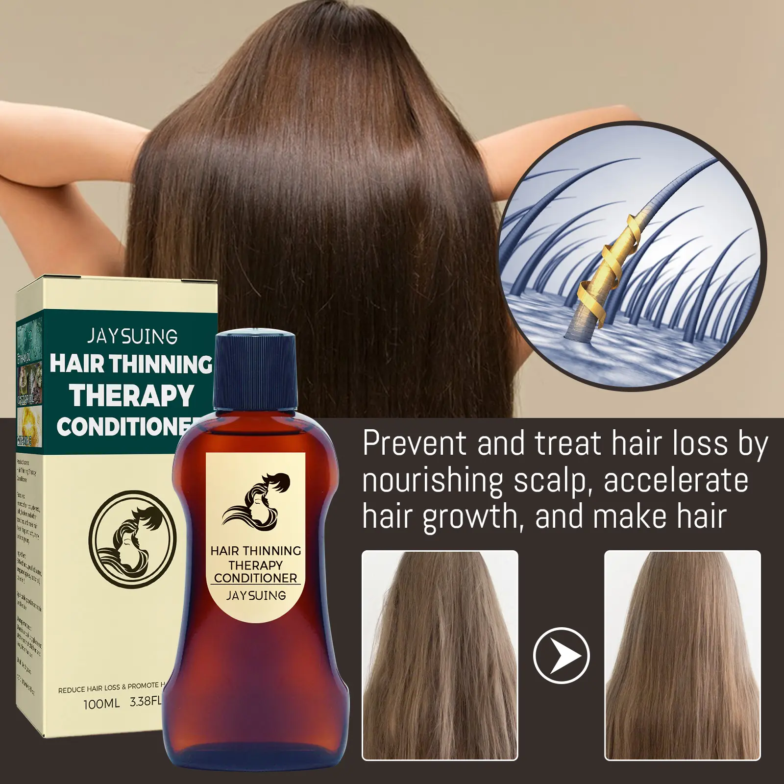 Jaysuing Anti-Hair Loss Conditioner For Healthy Hair Growth,Strengthen And Repair Hair Bifurcation Natural Hair Care Serum