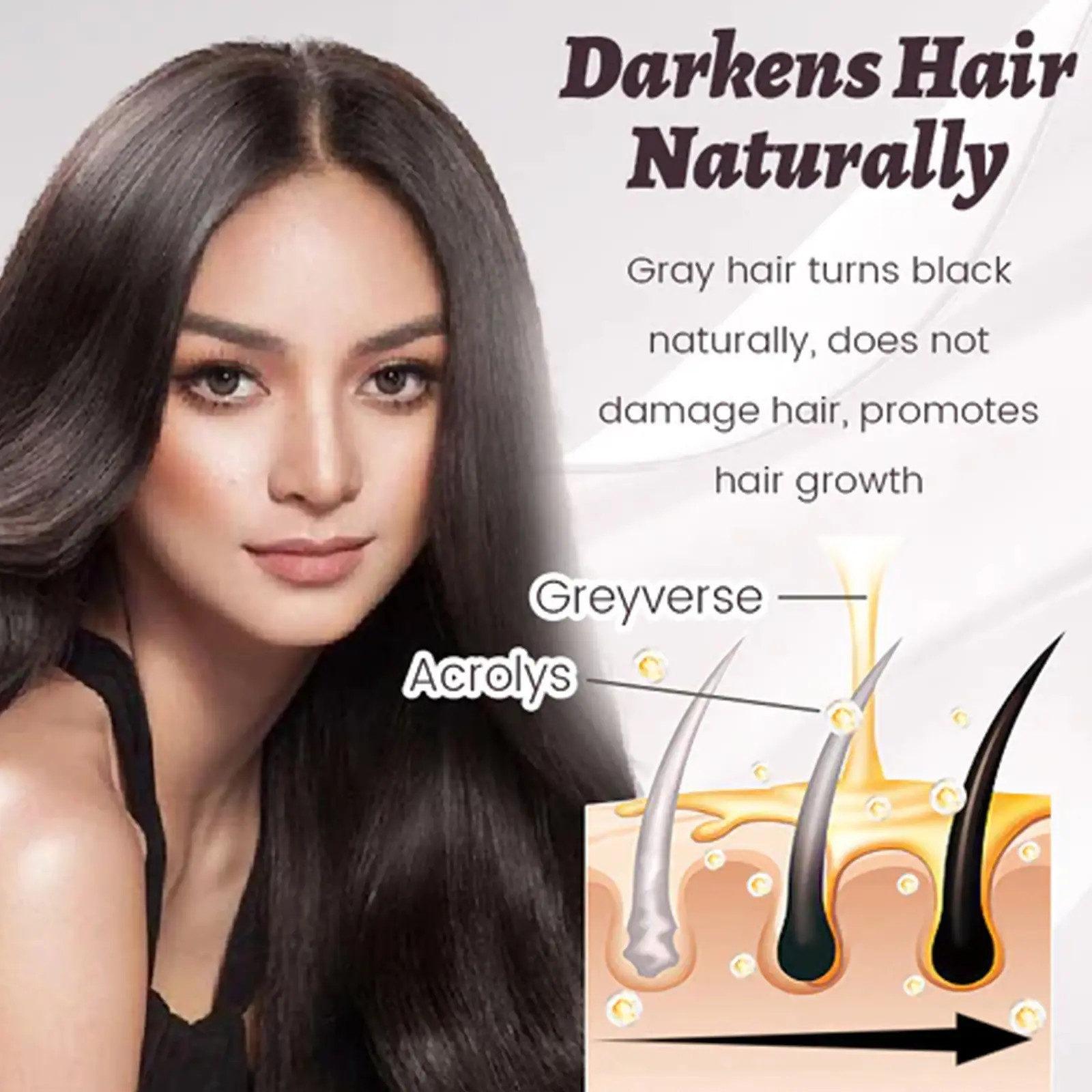 Hair Darkening Spray Anti Grey Hair White to Black Natural Color Repair Moisturizing Scalp Nourish Frizzy Damaged Essential Oil