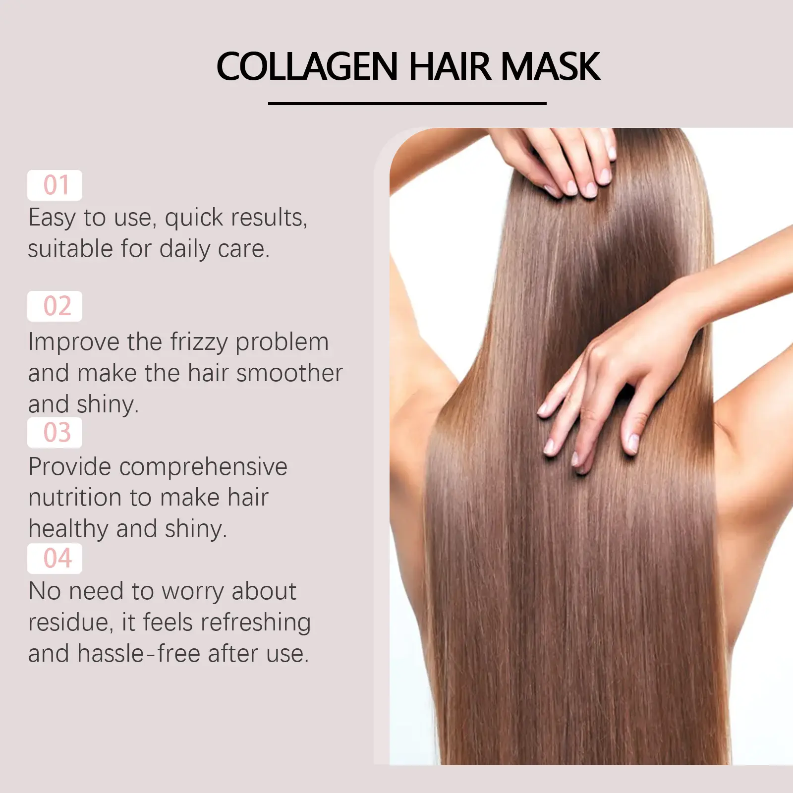 2024 New Collagen Hair Mask Moisturizing Hair Mask Frizzy Hair Deeply Penetrates Locks In Moisture Strengthen Hair 100g