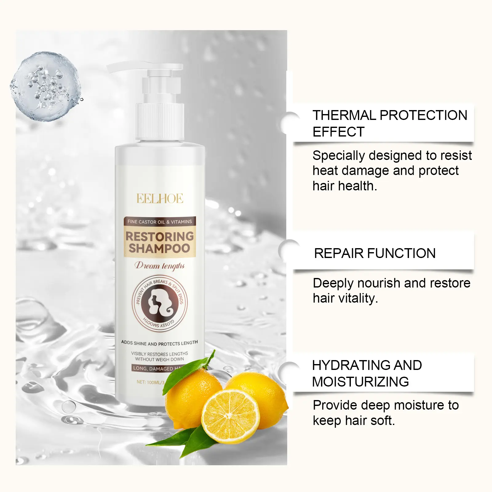 Collagen Shampoo Remove Dandruff Relieve Itching Dry Hair Deep Cleaning Shampoo Hyaluronic Acid Moisturizing Hair Care Shampoo