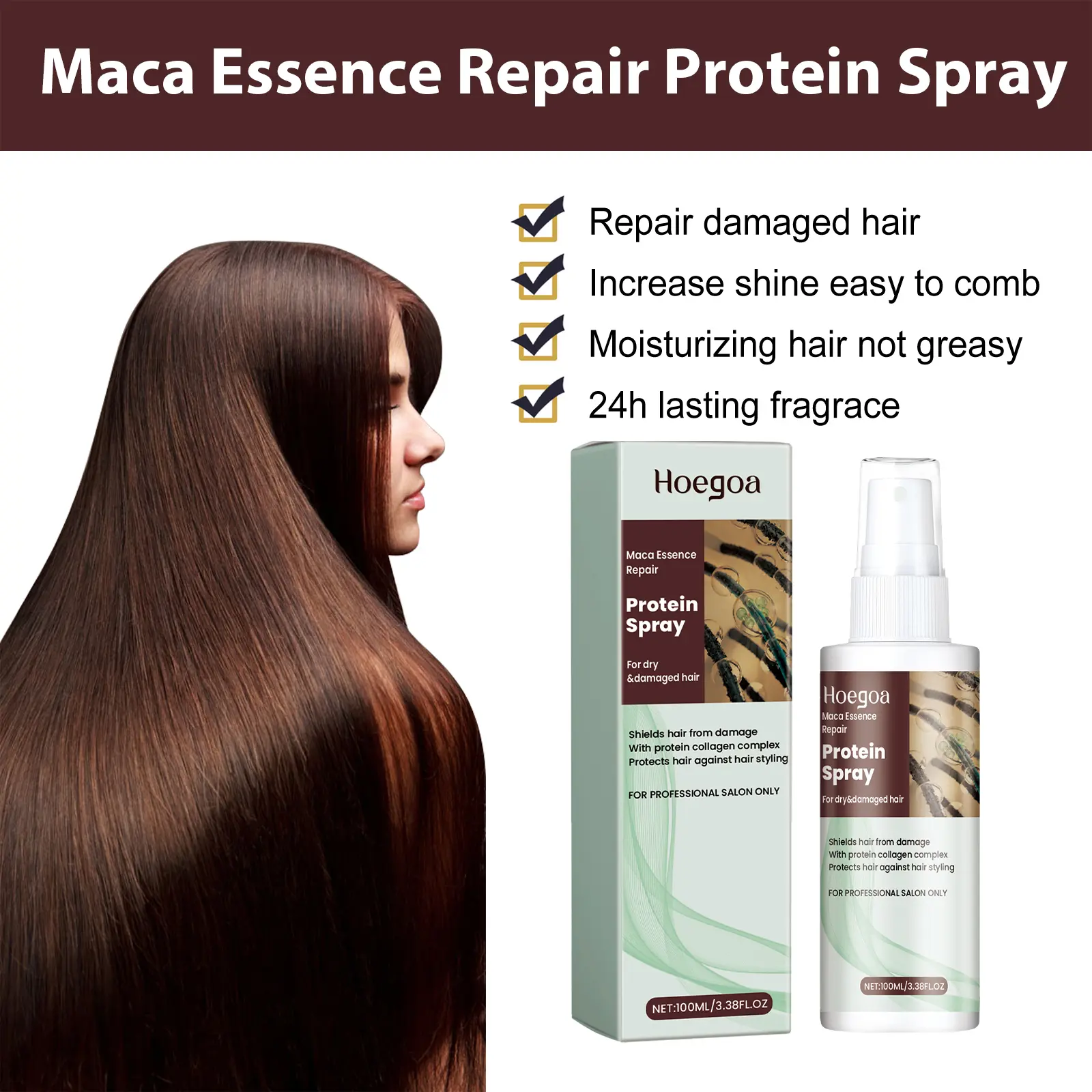 100ml Protein Leave-In Hair Care Spray Herbal Extract Moisturizing Deep Gentle Hair Care Oil Suitable For Dry And Damaged Hair