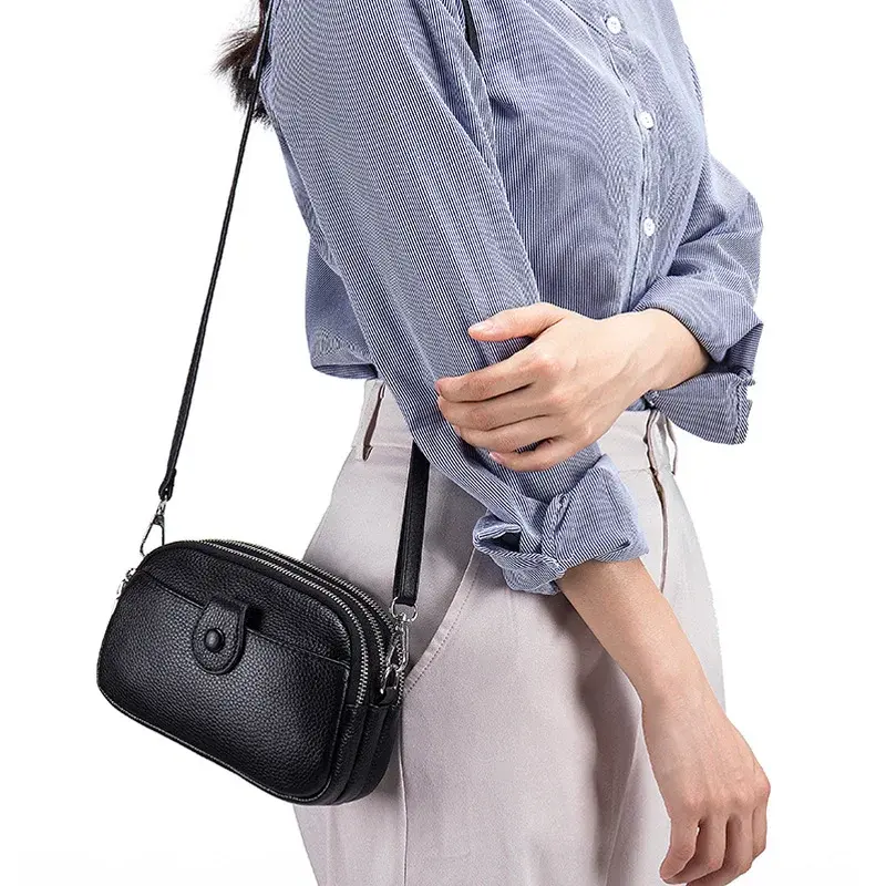 Trend Women Crossbody Bag Retro Soft Leather Lady Shoulder Bag Versatile Female Handbag Simple Designer Messenger Bags Purses