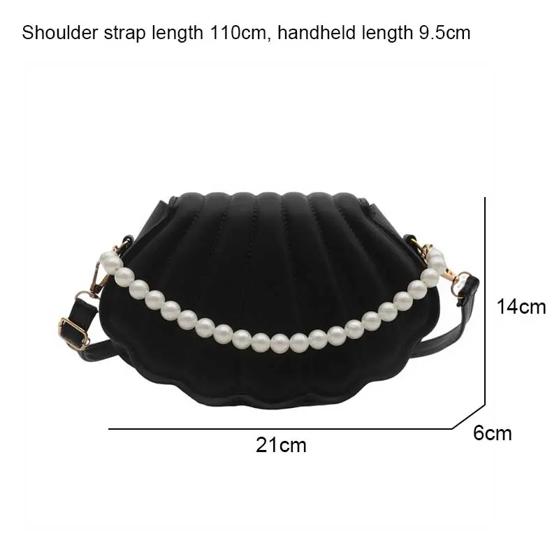 High Quality Shell women Shoulder Bag Minimalist with Pearls Design Crossbody Bag Vintage PU Leather Handbag for Women Girls