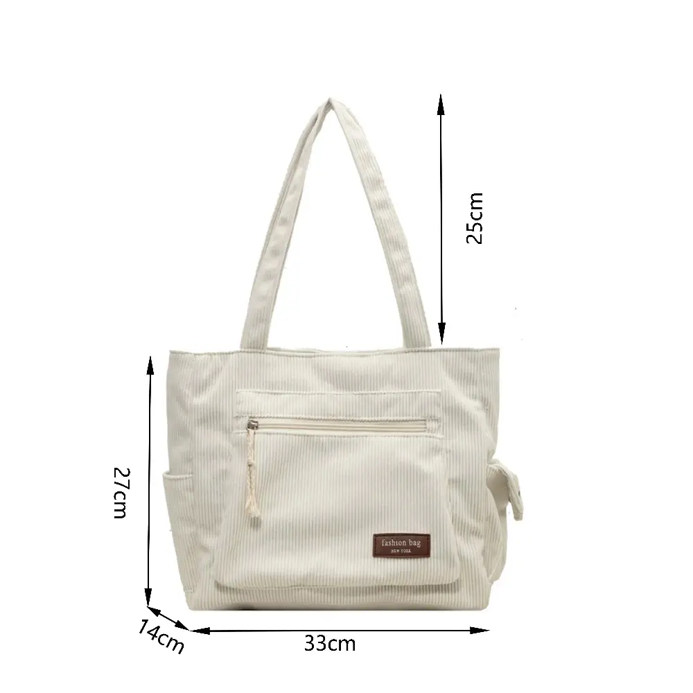 Simple Retro Corduroy Messenger Bags Casual Women Large Capacity Tote Bag Versatile lady Shoulder Bag with Zipper Female Handbag