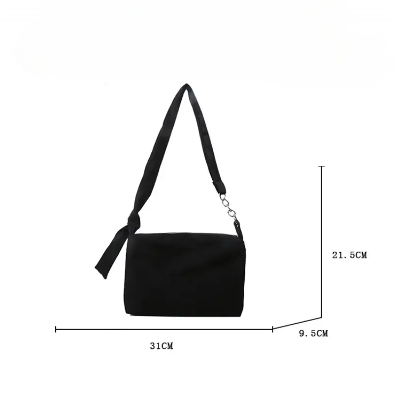 Black Crossbody for Women Girls Handbag Shopper Casual Solid Simple Chain Knotted Straps Messenger Shoulder Totes Bags