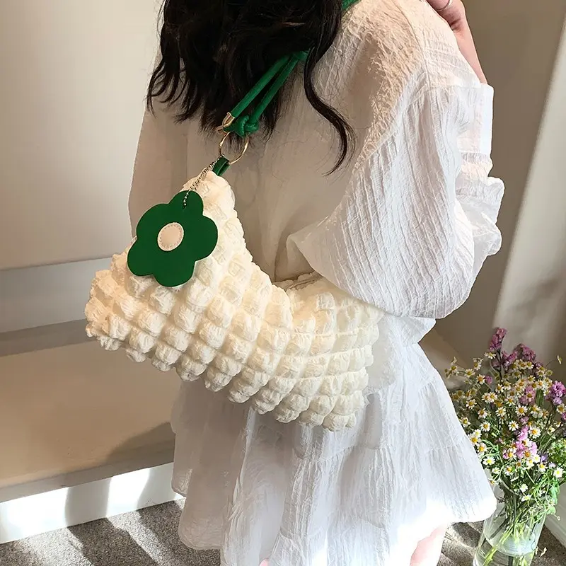 Trend Cloud Lady Underarm Bag Handbags for Woman Retro Designer Flower Pleated Woman Shoulder Bag Soft Female Commuting Purse