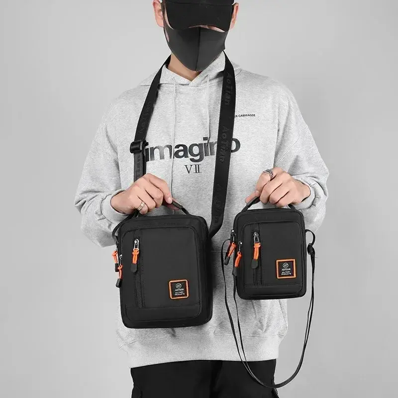 Fashion 3 Layers Men Small Shoulder Bag High Quality Durable Nylon Male Handbag Portable Messenger Bag Flap Mini Waist Bag