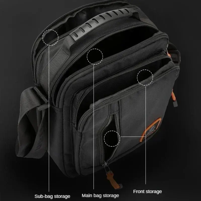 Fashion 3 Layers Men Small Shoulder Bag High Quality Durable Nylon Male Handbag Portable Messenger Bag Flap Mini Waist Bag