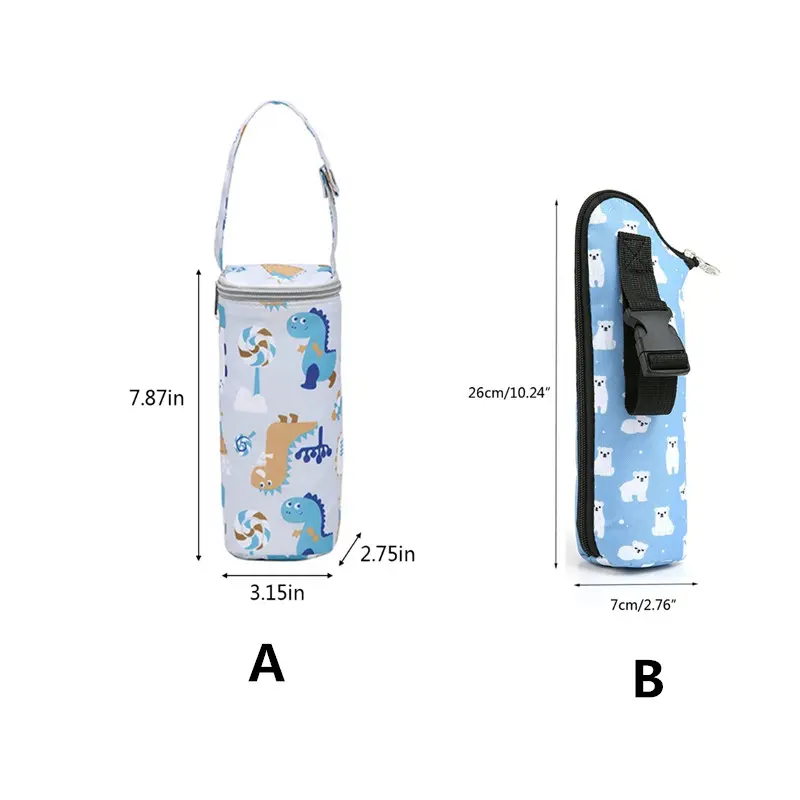 Baby Milk Bottle Insulation Bags Cartoon Portable Waterproof Feeding Bottle Thermal Bag Milk Warmer Cooler Stroller Hang Bags
