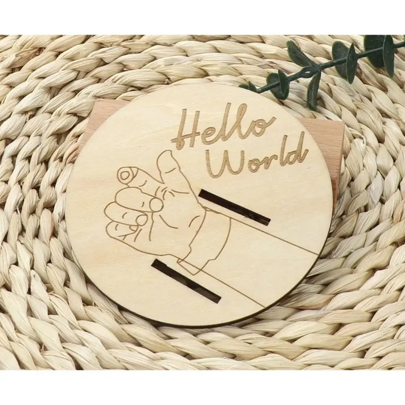 Newborn Baby birth Wristband Carved Wooden Art Deco Sign - Multi-purpose Wall Decor for All Mounting Types, Baby Idea Gift