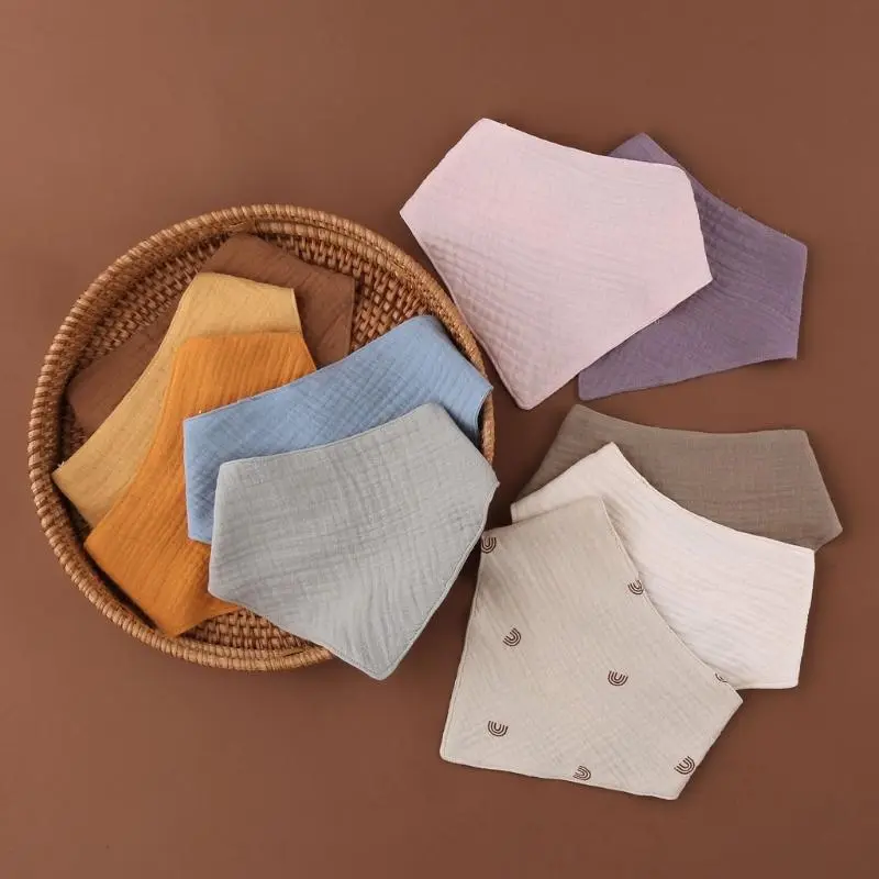 M76C Reversible Baby Bib Skin-friendly Cotton Lightweight Feeding Bib for Infant