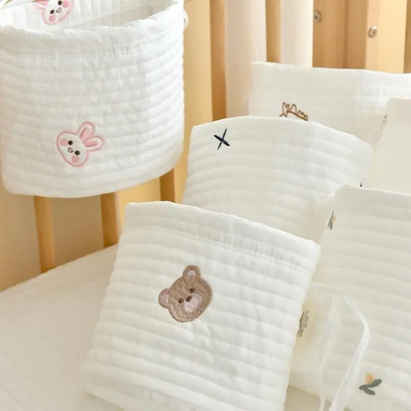 Portable Baby Care Essentials Hanging Organizers Crib Storage Cradle Baby Crib Organizer Diaper Bag cotton Baby Bed Accessories