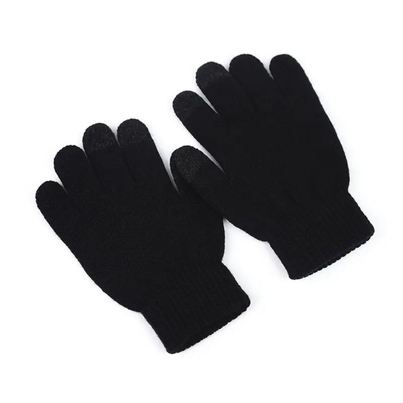 M76C 1 Pair Children Touches Screen Gloves Winter Thermal Gloves Running Gloves Solid