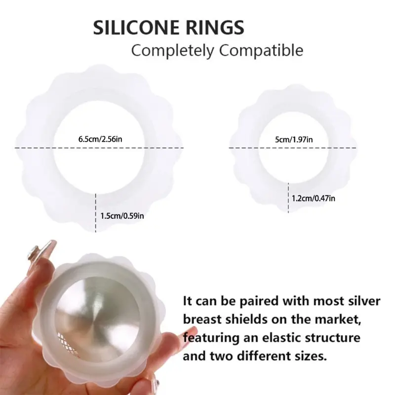2pc Silver Nursing Cups Covers Silcone Rings Newborn Essentials Must Haves Breastfeeding Nipple Nursing Accessories