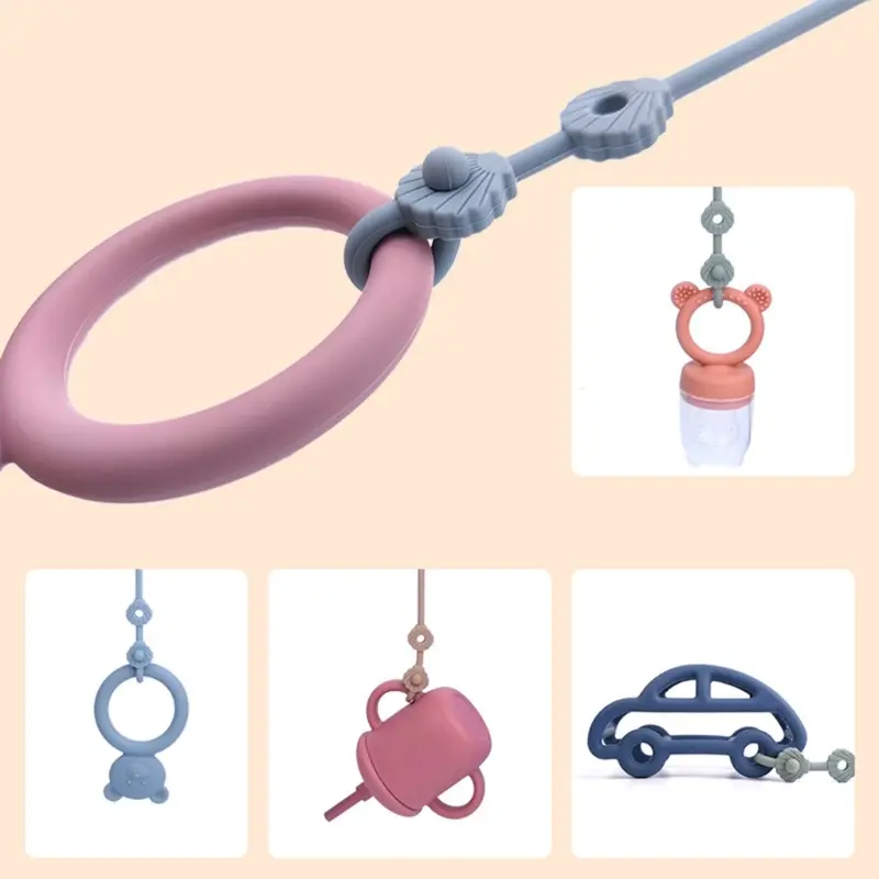 Silicone Anti-lost Chain Adjustable Straps Cartoon Pacifier Holder Bottle Chains Baby Teether Toy Lanyard Nipple Holder Stroller