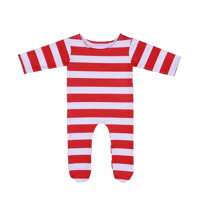 Newborn Photography Outfit Red White Stripe Bodysuit Romper Hat Boy Christmas Elf Outfit Newborn Knot Hat Pajama Set