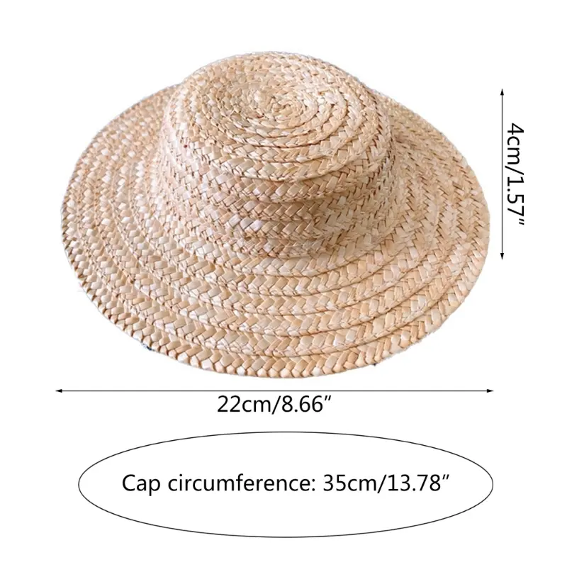 Children Baby Girl Sunhats Small Lace Up Flat Top Outdoor Beach Holiday Summer Plaited Straw Hat Cap for Kids Decorative Props