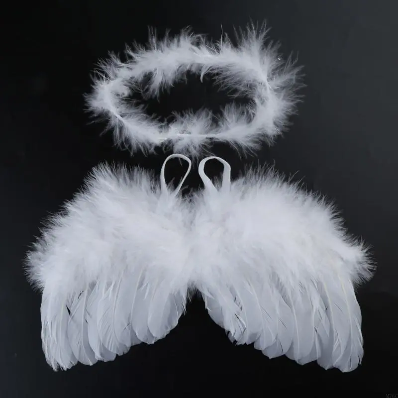 2pcs/lot Newborn Baby Angel Feather Wings with Headband Infant Outfit Photo Props Halloween Costume Unisex
