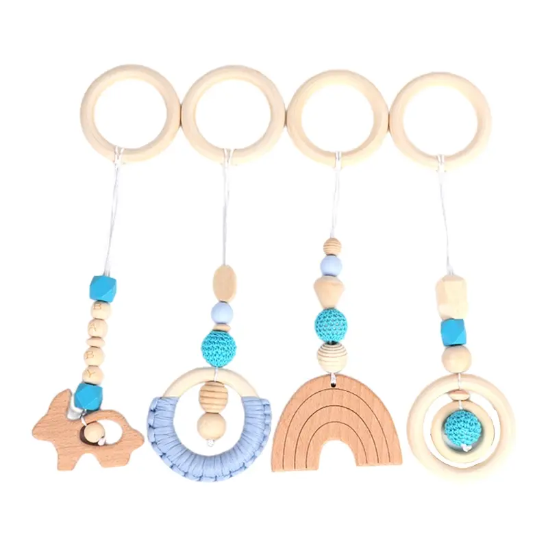 Children Room Decor Nordic Baby Fitness Rack Stroller Hanging Pendants Wooden Rattle Teether Baby Sensory Toys Activity Product
