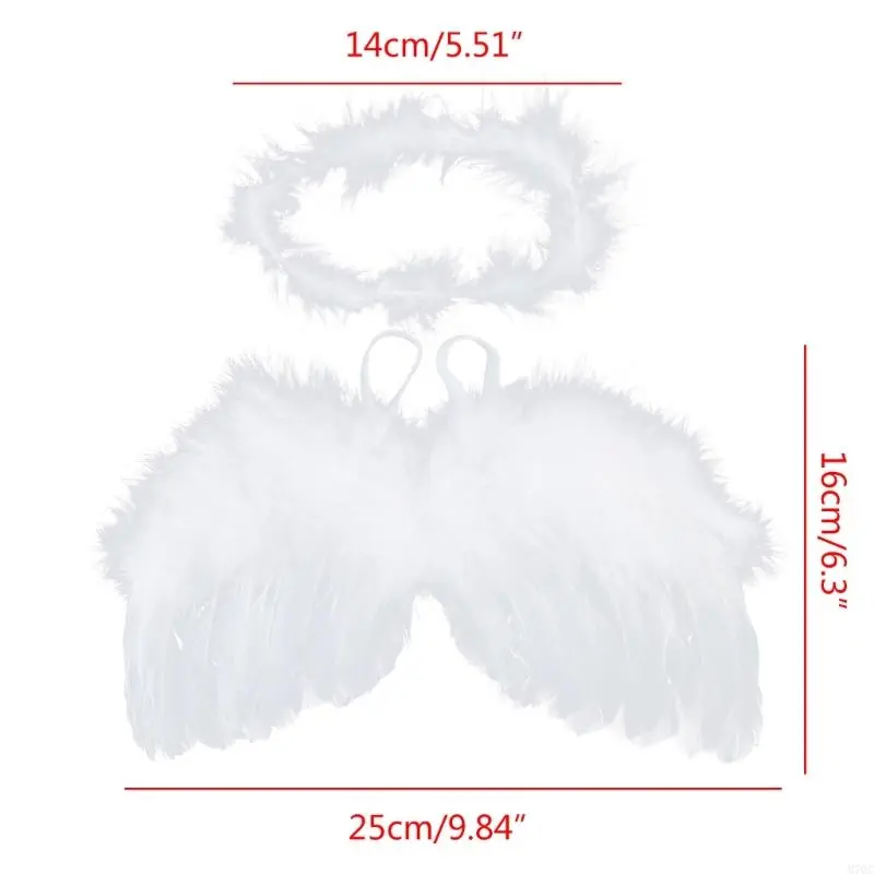 2pcs/lot Newborn Baby Angel Feather Wings with Headband Infant Outfit Photo Props Halloween Costume Unisex