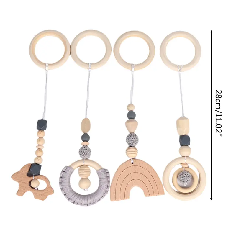Children Room Decor Nordic Baby Fitness Rack Stroller Hanging Pendants Wooden Rattle Teether Baby Sensory Toys Activity Product