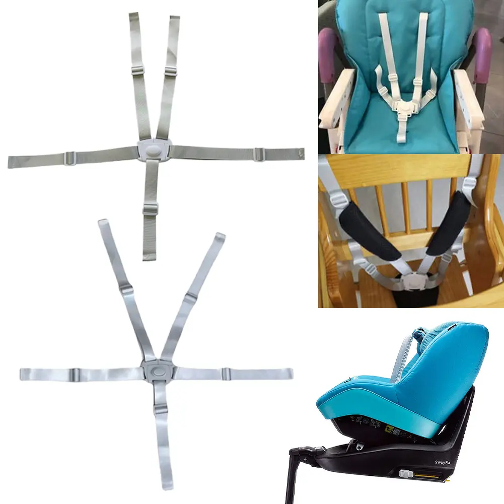 Children's Dining Chair Safety Belt 5 Point Baby High Chair Harness Adjustable Baby Seat Belt for Pushchairs Pram Buggy