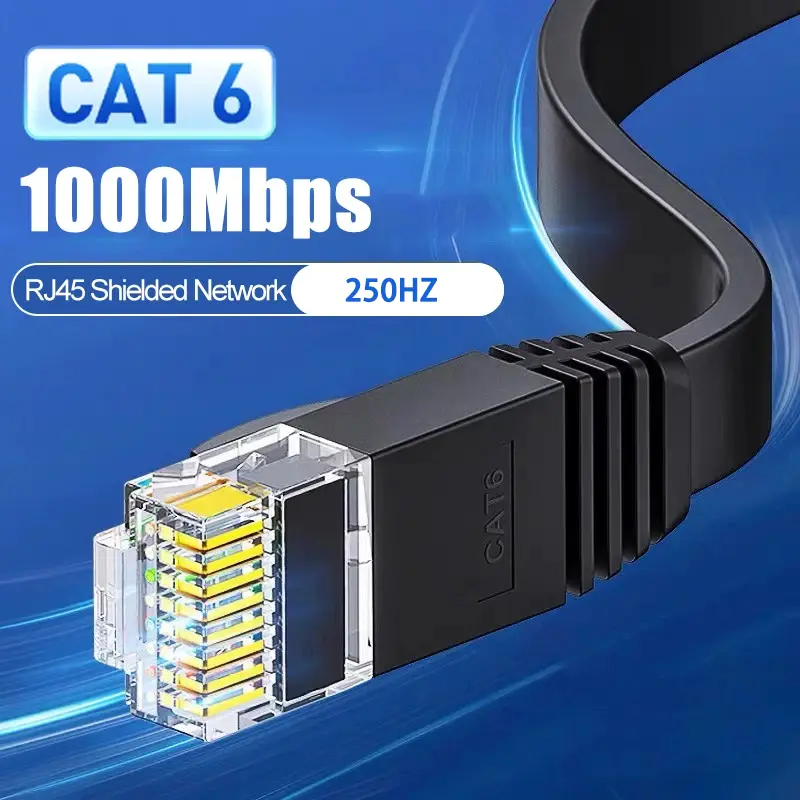 Cat 6 Ethernet RJ45 10Gbps Flat Cable 100 ft Outdoor&Indoor White Solid Patch Cord with Clips for Router, Modem, PS4/5, Xbox