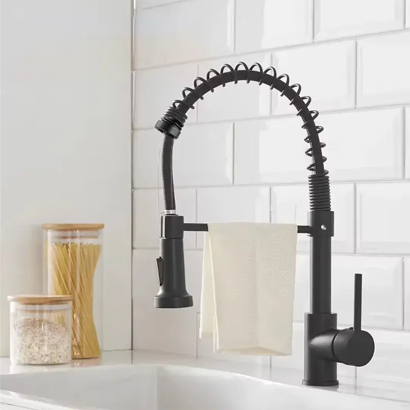 Pull Down Kitchen Faucet Sing Handle Hot Cold Water Mixer Tap 360° Swivel Dual Function Nozzle Kitchen Sink Tap Crane