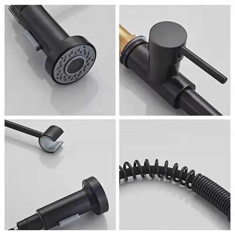 Pull Down Kitchen Faucet Sing Handle Hot Cold Water Mixer Tap 360° Swivel Dual Function Nozzle Kitchen Sink Tap Crane