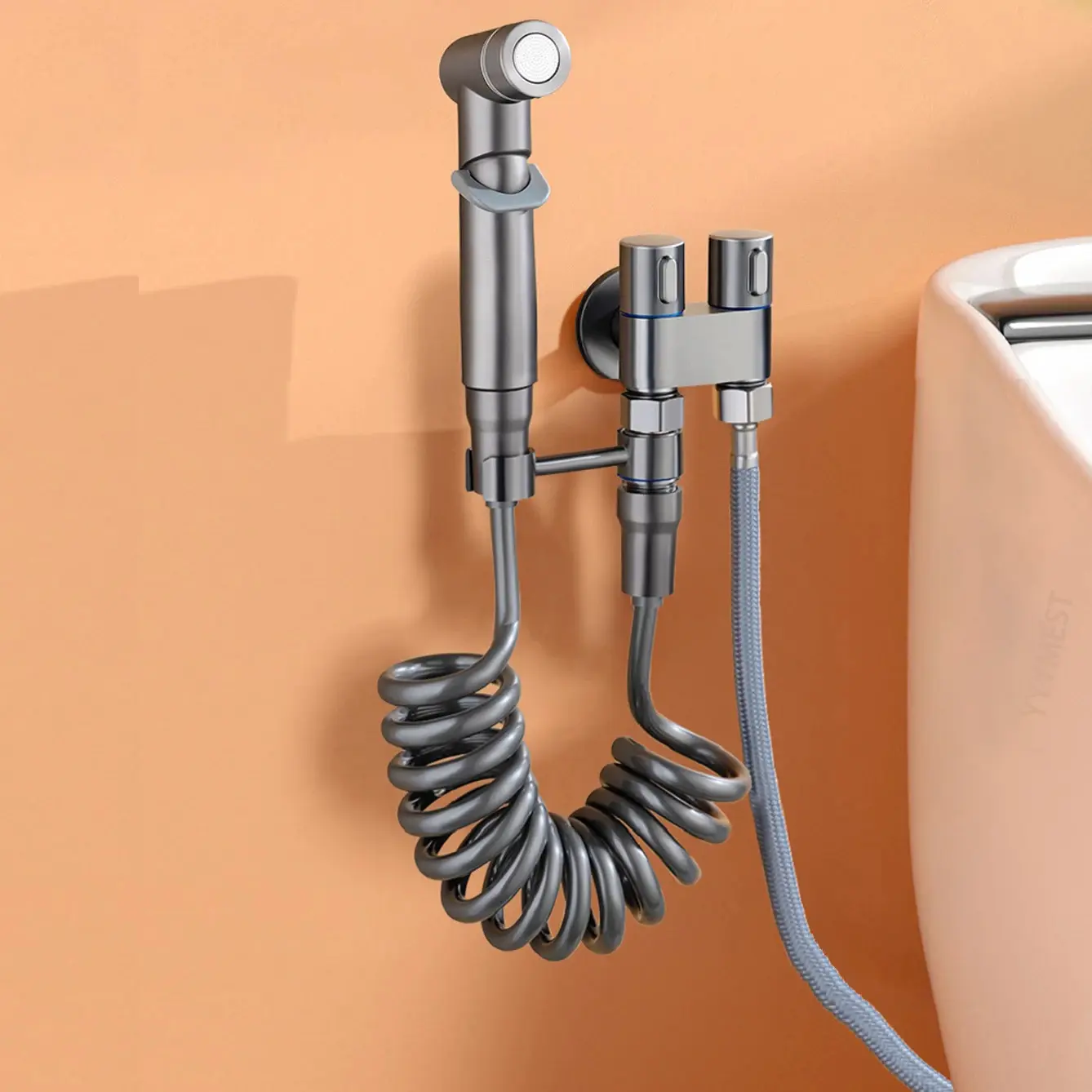 Bidet toilet sprayer set spray water bathroom handheld bidet sprayer toilet shower double outlet angle valve toilet accessories