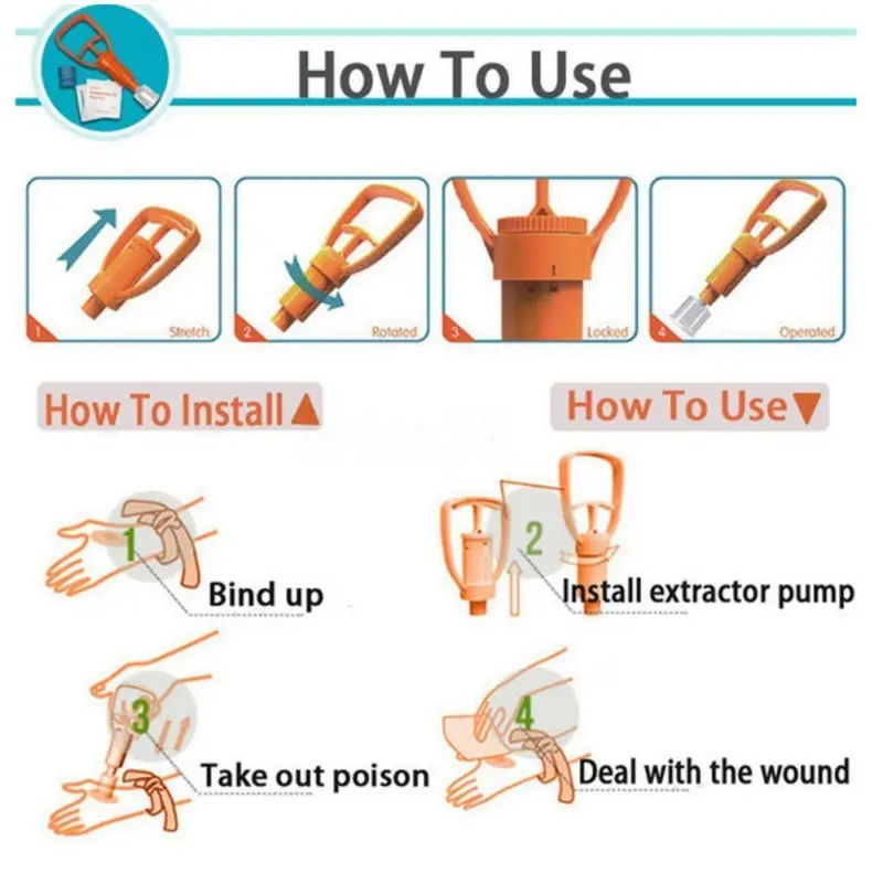 Snake Bite Kit, Bee Sting Kit, Venom Extractor Suction Pump, Bite and Sting First Aid for Hiking, Backpacking and Camping