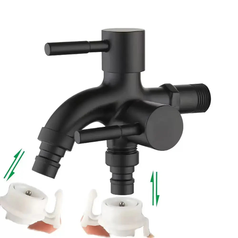 304 stainless steel faucet lengthened one into two out multi-function double-outlet washing machine faucet,Mop Pool Faucet G1/2"