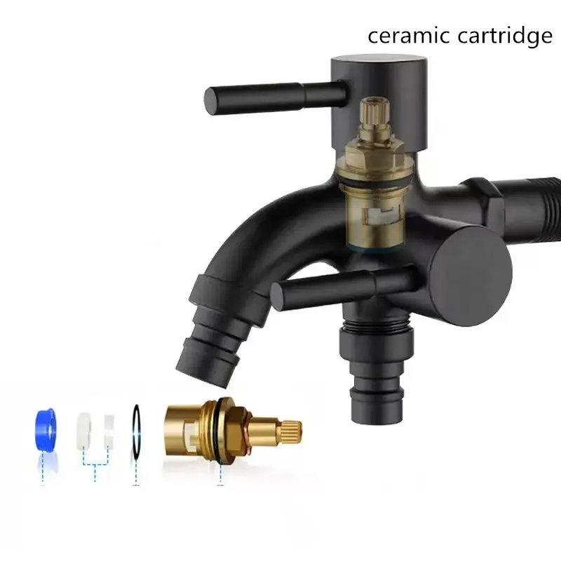 304 stainless steel faucet lengthened one into two out multi-function double-outlet washing machine faucet,Mop Pool Faucet G1/2"