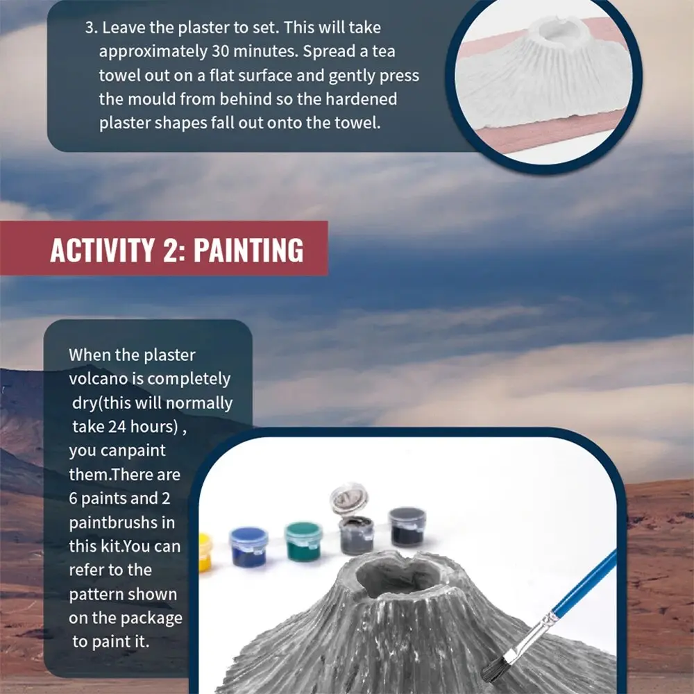 Creative Volcano Eruption Experiment Set DIY Painting Coloring Kit Child Popular Science Toy,Birthday Gifts for Boys and Girls