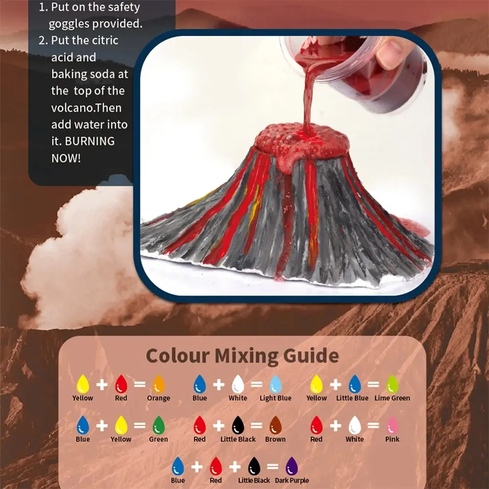Creative Volcano Eruption Experiment Set DIY Painting Coloring Kit Child Popular Science Toy,Birthday Gifts for Boys and Girls