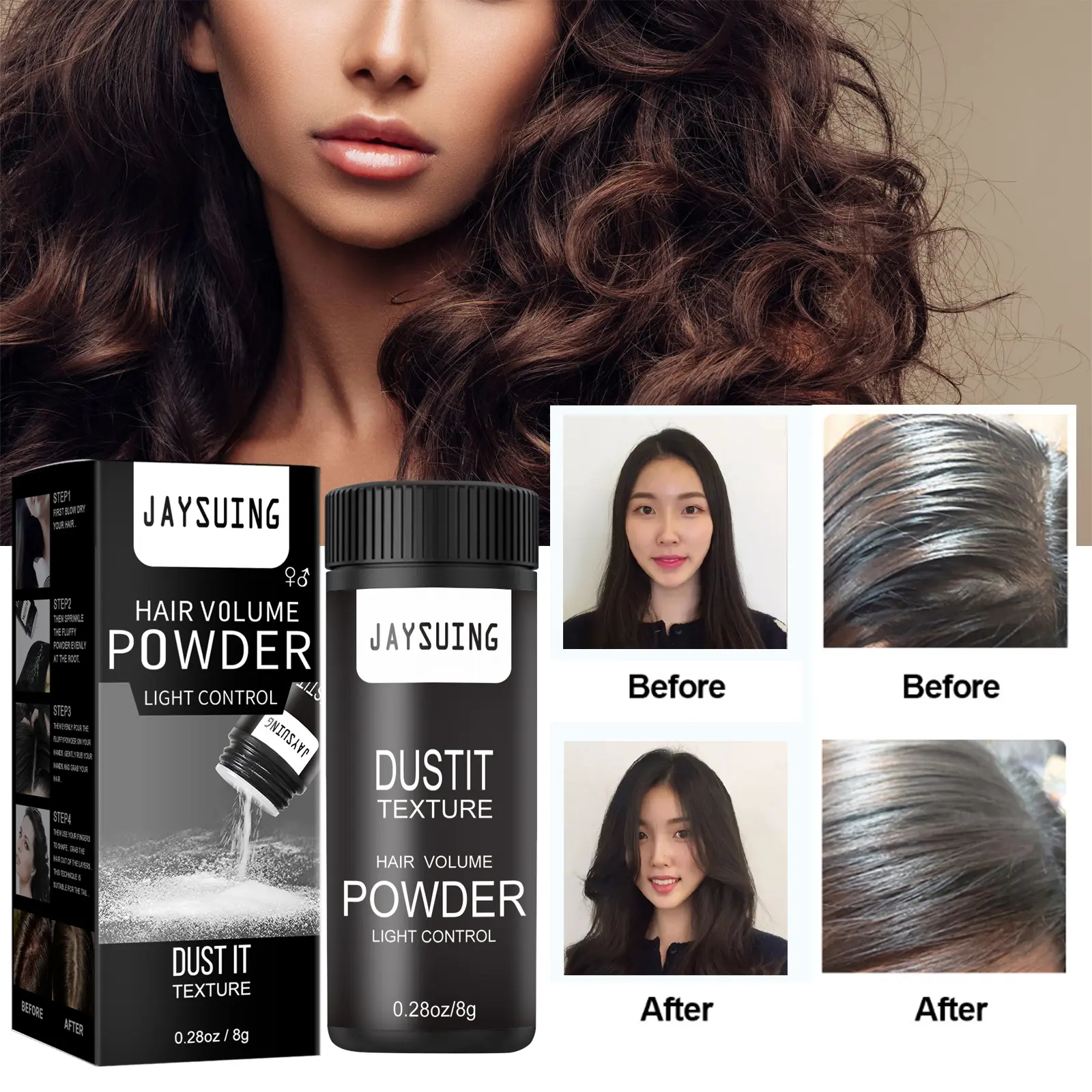 Natural Matte Hair Flurry Setting Powder Oil Control Head Non-wash Hair Puffer Setting Powder Instant Hair Volume Powder