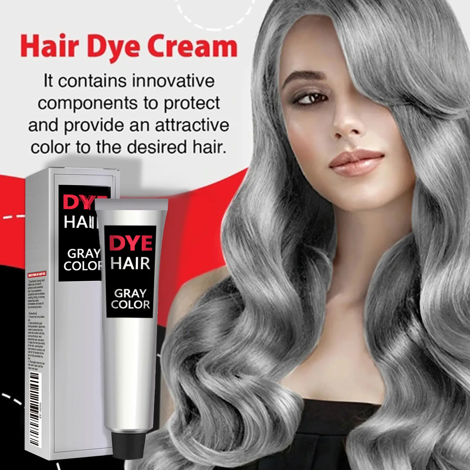Permanent Hair Dye Gray Colors Punk Style Salon Light Grey Silver Long Lasting Unisex Styling Root Coverage Hair Dye Cream 100ml