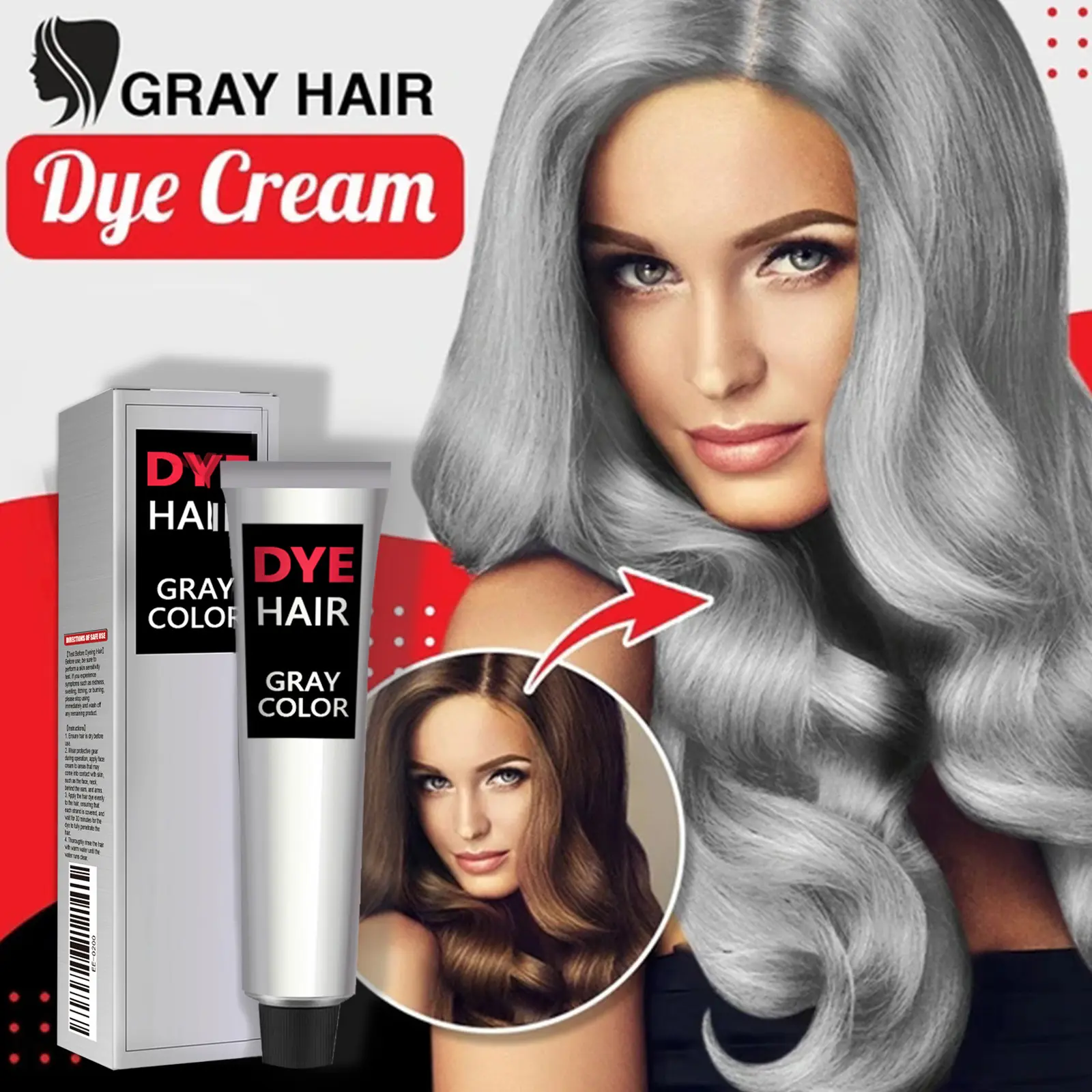 Permanent Hair Dye Gray Colors Punk Style Salon Light Grey Silver Long Lasting Unisex Styling Root Coverage Hair Dye Cream 100ml