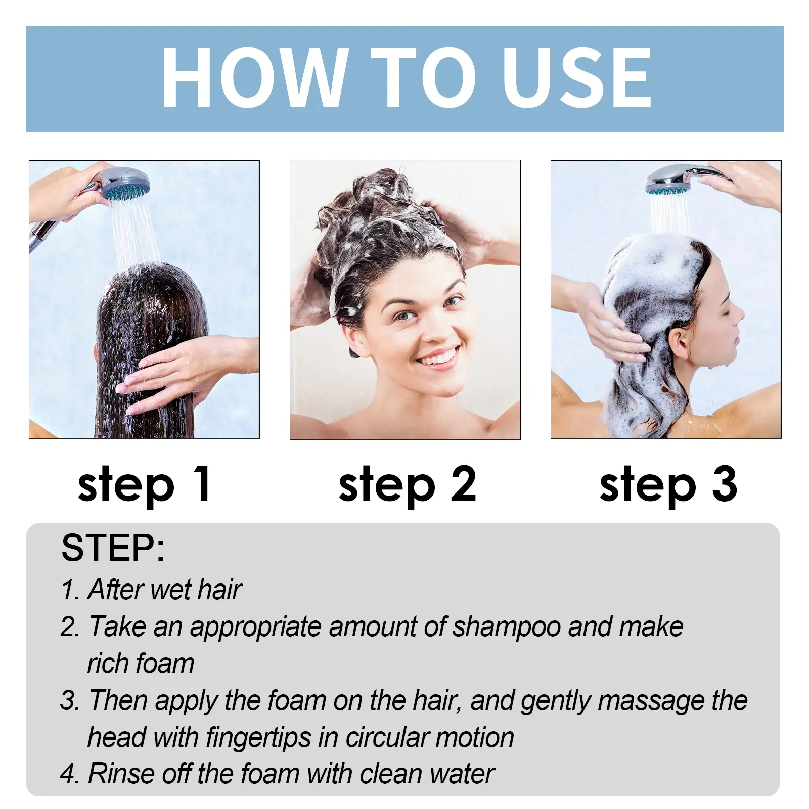 Hair Loss Shampoo Deep Cleaning Scalp Prevent Hair Thinning Repair Damage Dryness Frizzy Shine Smooth Fluffy Hair Growth Shampoo